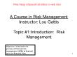 Tài chính doanh nghiệp - Topic 1: Introduction: risk management