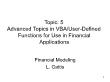 Tài chính doanh nghiệp - Topic 5: Advanced topics in vba/user - Defined functions for use in financial applications