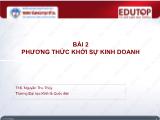 Bài giảng Khởi sự kinh doanh - Bài 2: Phương thức khởi sự kinh doanh - Ngô Thị Việt Nga