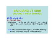 Bài giảng Lý Sinh - Chương 1: Nhiệt sinh học