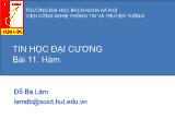 Bài giảng Tin học đại cương - Bài 11: Hàm - Đỗ Bá Lâm