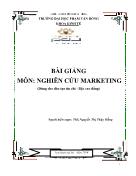 Giáo trình Nghiên cứu Marketing - Chương 1 đến Chương 5 - Nguyễn Thị Thúy Hằng