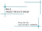 Bài giảng Nhập môn chương trình dịch - Chương 4, Phần 2: Phân tích cú pháp - Hoàng Anh Việt