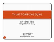 Bài giảng Thuật toán ứng dụng - Chương 5, Phần 3: Quy hoạch động - Phạm Quang Dũng