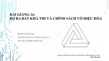 Bài giảng Bộ ba bất khả thi và chính sách vô hiệu hóa