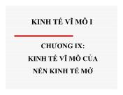 Bài giảng Kinh tế vĩ mô 1 - Chương 9: Kinh tế vĩ mô của nền kinh tế mở - Nguyễn Thị Hồng