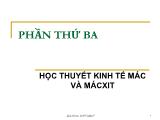 Bài giảng Lịch sử học thuyết kinh tế - Chương 7: Học thuyết kinh tế C.Mác (Karl Marx) - Phạm Văn Chiến