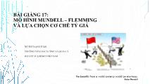 Bài giảng Mô hình mundell – flemming và lựa chọn cơ chế tỷ giá