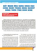 Đẩy mạnh ứng dụng khoa học công nghệ trong nông nghiệp nông thôn tỉnh Ninh Bình