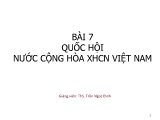 Bài giảng Luật hiến pháp Việt Nam - Bài 7: Quốc hội nước Cộng hòa Xã hội chủ nghĩa Việt Nam - Trần Ngọc Định