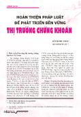 Hoàn thiện pháp luật để phát triển bền vững thị trường chứng khoán