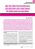 Một vài phân tích và kiến nghị sửa đổi pháp luật cạnh tranh về chống định giá quá đáng