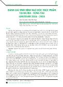 Đánh giá tình hình ngộ độc thực phẩm tại Bà Rịa - Vũng Tàu giai đoạn 2016 - 2018