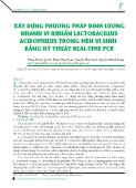 Xây dựng phương pháp định lượng nhanh vi khuẩn Lactobacillus Acidophilus trong men vi sinh bằng kỹ thuật real-time PCR