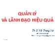 Bài giảng Quản lý và lãnh đạo hiệu quả - Võ Trung Nở