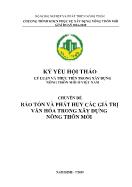 Chuyên đề Bảo tồn và phát huy các giá trị văn hóa trong xây dựng nông thôn mới