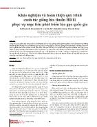 Khảo nghiệm và hoàn thiện quy trình canh tác giống lúa thuần HD11 phục vụ mục tiêu phát triển lúa gạo quốc gia