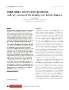 Water balance for agriculture production in the dry seasons of the Mekong river delta in Viet Nam